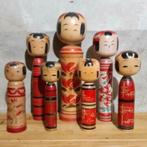 Oude vintage gelukspop kokeshi dolls houten Japan, Verzamelen, Gebruikt, Ophalen