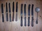 Oud bestek, 9 messen en 1 lepel, Ophalen of Verzenden