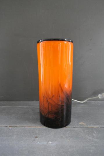Vintage Eglo glazen tafellamp cilinder oranje beschikbaar voor biedingen