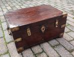 India antieke teak houten kist met koperbeslag, Minder dan 50 cm, Gebruikt, Verzenden, Teakhout