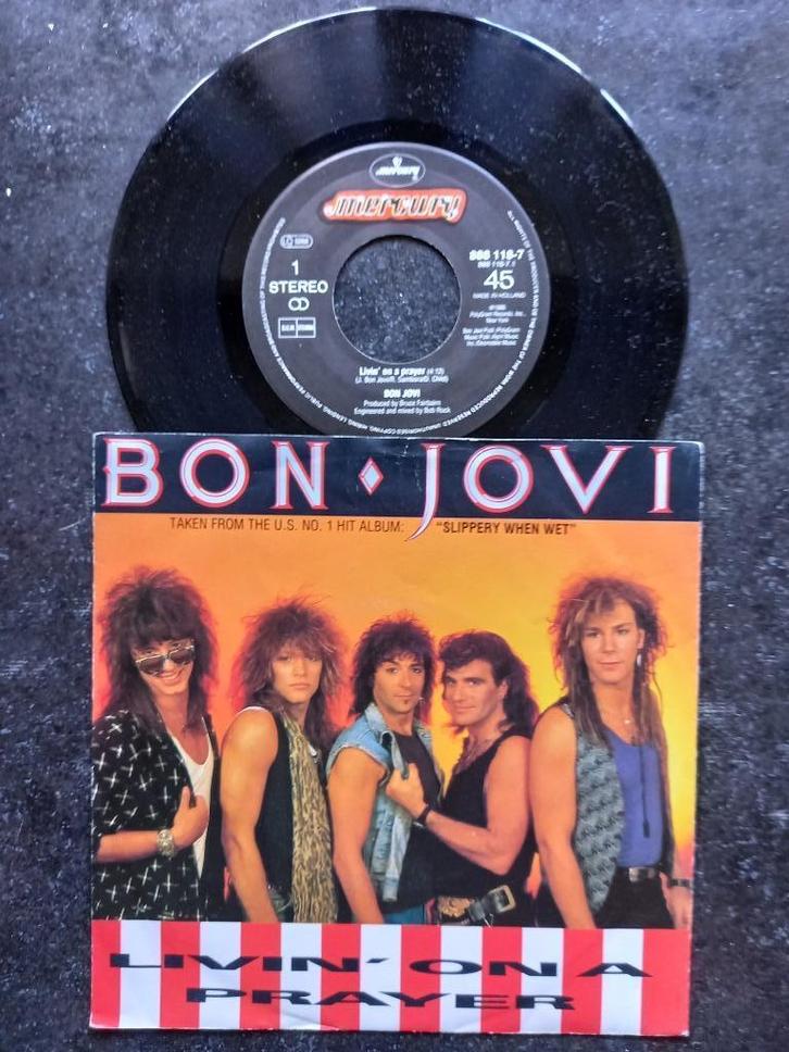 Bon Jovi - Livin' On A Prayer 1986 IN ZÉÉR GOEDE STAAT!, Cd's en Dvd's, Vinyl Singles, Gebruikt, Single, Rock en Metal, 7 inch