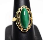 Vintage gouden ring met malachiet, Groen, 18 tot 19, Goud, Met edelsteen