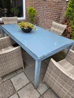 Tuintafel met 4 stoelen en kussens, Tuin en Terras, Ophalen, Gebruikt, Aluminium