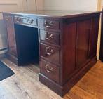 klassiek eiken buro met groen leer blad, Ophalen of Verzenden