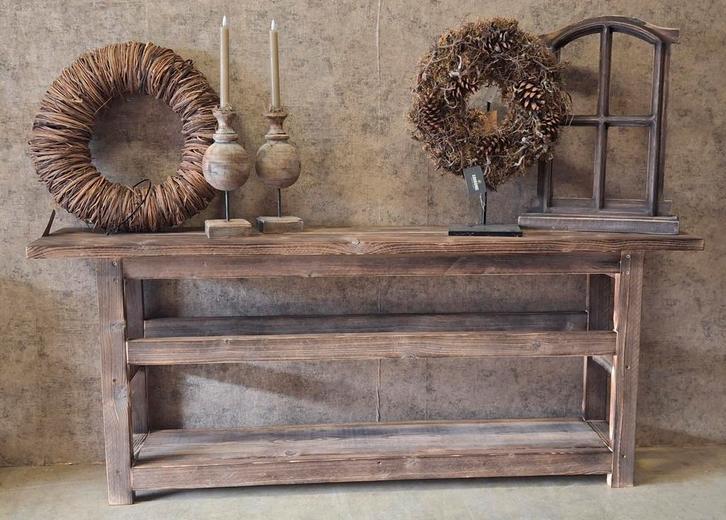 Duurzaam gemaakte Steigerhouten sidetable's en meer, Huis en Inrichting, Woonaccessoires | Wandplanken en Boekenplanken, Nieuw