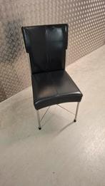 4 Zwarte Leren Eetkamerstoelen, Huis en Inrichting, Stoelen, Ophalen