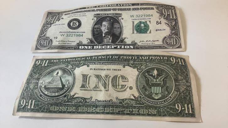 Deception Dollar, satirische 1 dollar  Blaine Machan.Ophalen, Postzegels en Munten, Bankbiljetten | Amerika, Noord-Amerika, Ophalen