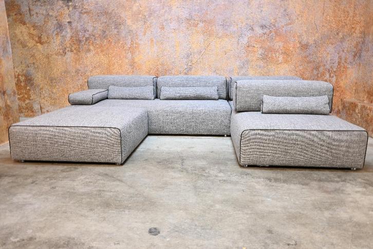 Als NIEUW! grijze stoffen Leolux Ponton Next design hoekbank, Huis en Inrichting, Banken | Bankstellen, Zo goed als nieuw, Hoekbank