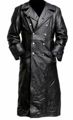 Zwarte lange leren duitse militaire heren jas / trench coat, Kleding | Heren, Nieuw, Zwart, Verzenden