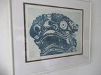 Aquatint ets Foo Dog, Antiek en Kunst, Ophalen of Verzenden