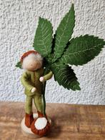 Voor de seizoenstafel, bloemenkindje Kastanje,wolvilt., Hobby en Vrije tijd, Vilt, Ophalen of Verzenden, Nieuw, Wolvilt