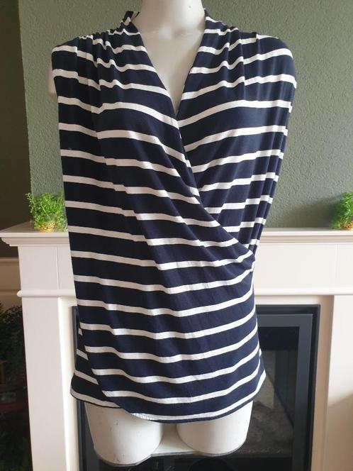 Rozes of Avalon blauw wit shirt top L 42 Gratis verzenden, Kleding | Dames, Tops, Zo goed als nieuw, Maat 42/44 (L), Blauw, Zonder mouw