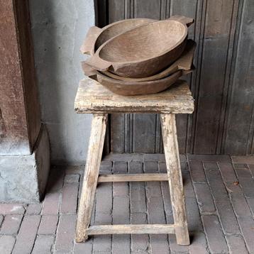 Leuke oud brocante houten trog trogje schaal bakje *Etage3* beschikbaar voor biedingen