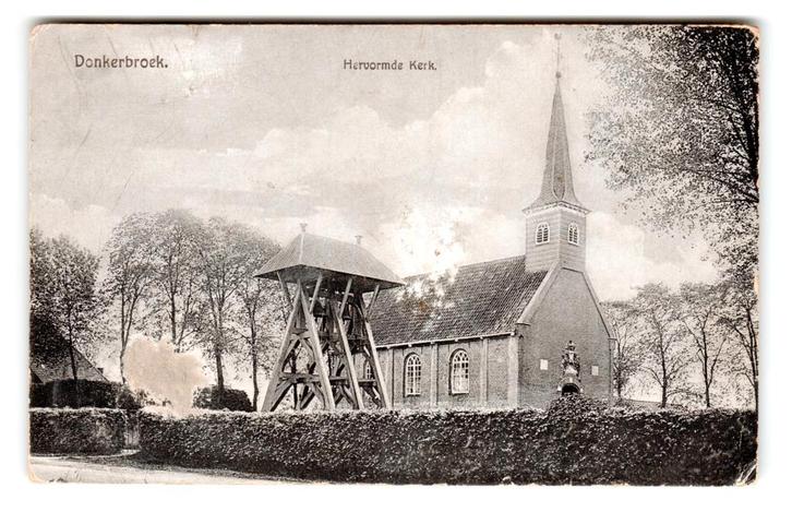 Donkerbroek, Hervormde Kerk. Lees beschrijving, Verzamelen, Ansichtkaarten | Nederland, Gelopen, Friesland, 1920 tot 1940, Verzenden