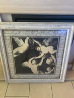 Houten white wash lijst met engelen poster, Huis en Inrichting, Woonaccessoires | Lijsten, Ophalen, Zo goed als nieuw, 75 tot 100 cm
