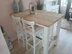Bartafel met 4 Krukken, Huis en Inrichting, Barkrukken, Ophalen of Verzenden, Zo goed als nieuw, 90 cm of meer, Hout