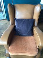 Vintage Lederen Heren Fauteuil met Kussen, Huis en Inrichting, Fauteuils, Ophalen of Verzenden, Gebruikt, Leer, 75 tot 100 cm