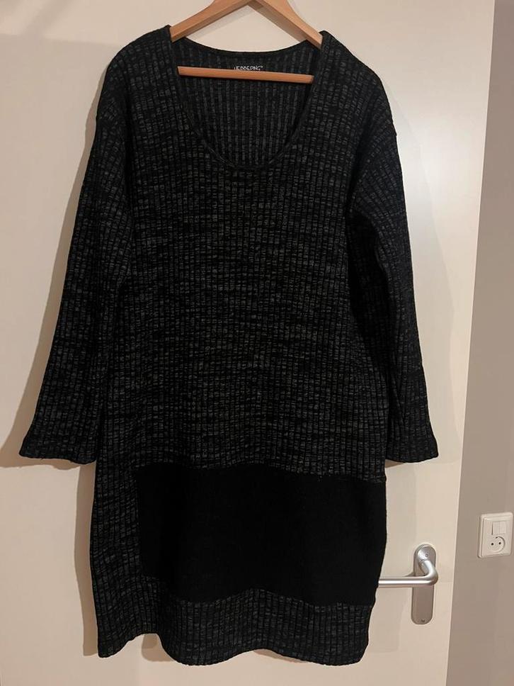 Hebbeding mooie wollen jurk/ maat 46/48, Kleding | Dames, Jurken, Zo goed als nieuw, Maat 46/48 (XL) of groter, Zwart, Onder de knie