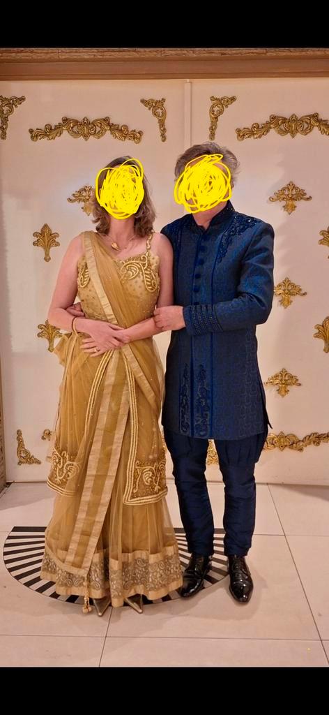 Prachtige Indiase Sari - Maat M/L, Kleding | Dames, Gelegenheidskleding, Zo goed als nieuw, Overige typen, Maat 38/40 (M), Ophalen of Verzenden