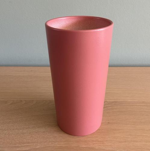Vintage oud roze vaas, cilindervorm, made in Germany, Huis en Inrichting, Woonaccessoires | Vazen, Zo goed als nieuw, Overige kleuren