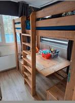 Houten Hoogslaper met Bureau hoog bed, Kinderen en Baby's, Kinderkamer | Stapelbedden en Hoogslapers, Ophalen, Gebruikt, Hoogslaper