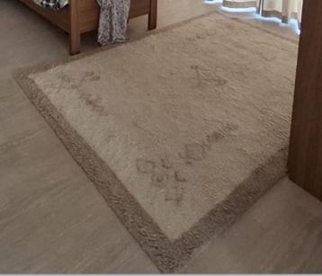 Vloerkleed wol-hoogpolig, wit-bruin 230 x 170 cm (ongeveer) beschikbaar voor biedingen