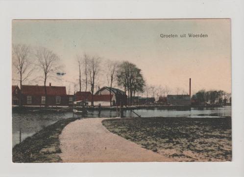 Groeten uit Woerden - veerpont * 250806-17, Verzamelen, Ansichtkaarten | Nederland, Gelopen, Utrecht, 1920 tot 1940, Ophalen of Verzenden
