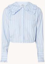 SANDRO GESTREEPTE BLOUSE RUCHES, MAAT 36 (NEW 195)🩵🩵🩵, Kleding | Dames, Overige kleuren, Sandro, Ophalen of Verzenden, Zo goed als nieuw