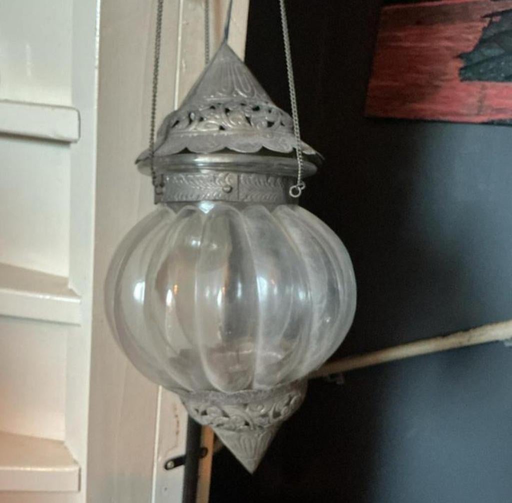Marokkaanse glazen lamp, Huis en Inrichting, Lampen | Hanglampen, Ophalen of Verzenden, Minder dan 50 cm