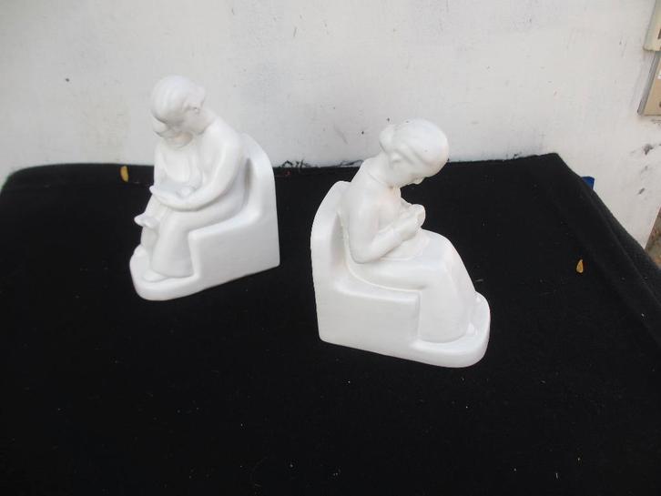 2 plateel keramiek boekensteunen ontwerp Fransje Carbasius., Antiek en Kunst, Antiek | Keramiek en Aardewerk, Ophalen of Verzenden