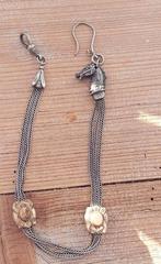 Antieke chatelaine horlogeketting zilver paardenhoofd, Ophalen of Verzenden, Zilver