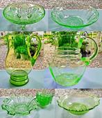 7x Antiek Anna Groen Glas - Kan Schaal Schalen - Zie Omschr, Antiek en Kunst, Antiek | Glas en Kristal, Ophalen of Verzenden