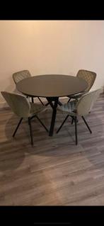 Eettafel met 4 Stoelen - Groen/Grijs, Ophalen, Zo goed als nieuw, Grijs, Metaal