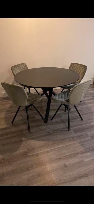 Eettafel met 4 Stoelen - Groen/Grijs beschikbaar voor biedingen