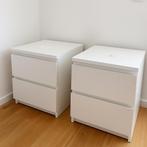 Nachtkastjes Ikea malm - wit oplader bureau tafel, Ophalen, Zo goed als nieuw, Hout
