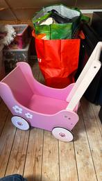 Houten poppenwagen, Verzenden, Zo goed als nieuw