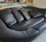 Zwart leren ovale 3 zits lounge bank. 80's design. Ufo, Huis en Inrichting, Banken | Bankstellen, Ophalen, 250 tot 300 cm, Driepersoons