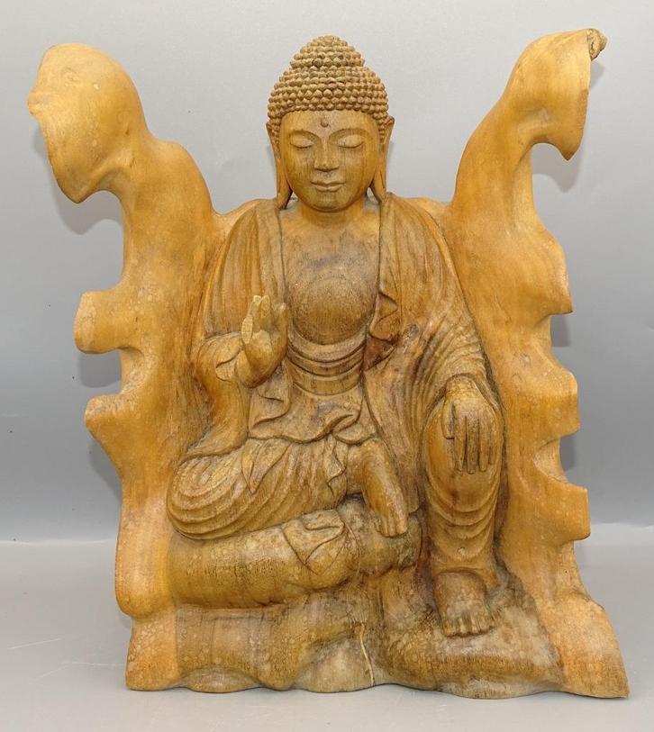 krokodillen hout Boeddha beeld Abhaya Mudra Bali 29cm, Huis en Inrichting, Woonaccessoires | Boeddhabeelden, Gebruikt, Ophalen of Verzenden