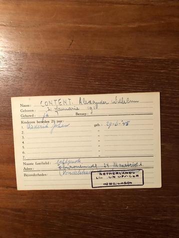 Raadsel. Kaart met stempel 'Netherlands liason officer, HQ beschikbaar voor biedingen