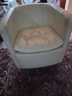 Machalke Crème witte leren stoel, Huis en Inrichting, Fauteuils, Minder dan 50 cm, Gebruikt, Minder dan 75 cm, Leer