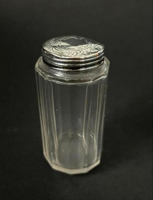 Kristal met Zilver Dressoir Potje, 1884, Antiek en Kunst, Antiek | Goud en Zilver, Zilver, Ophalen of Verzenden