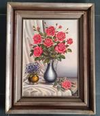 Schilderij F.van Vlodrop. bloemen in vaas., Antiek en Kunst, Ophalen of Verzenden