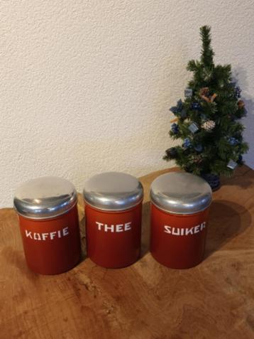 Retro Voorraadblikken – KOFFIE, THEE & SUIKER emaille beschikbaar voor biedingen