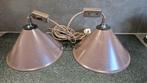 Set van 2 vintage hanglampen, bruin metaal, geschakeld. S46, Tweedehands verkoop, Tweedehands verkoop, Gebruikt, Ophalen of Verzenden