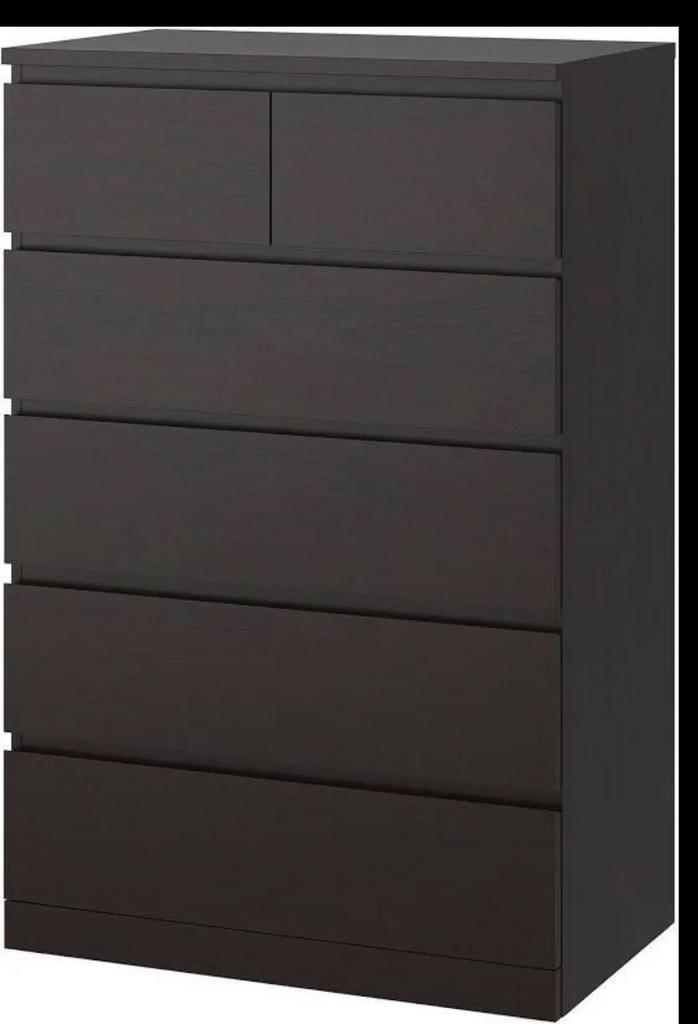 Mooie malm ladekast 6 lades zwart, Huis en Inrichting, Kasten | Ladekasten, Zo goed als nieuw, 50 tot 100 cm, 25 tot 50 cm, 5 laden of meer