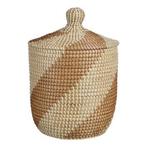 Gevlochten mand met deksel, Huis en Inrichting, Woonaccessoires | Schalen en Manden, Ophalen of Verzenden, Zo goed als nieuw, Rond