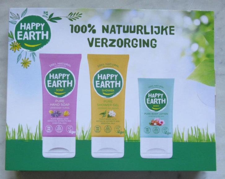 Cadeauset Happy Earth handzeep, shower gel en body lotion, Sieraden, Tassen en Uiterlijk, Uiterlijk | Lichaamsverzorging, Nieuw