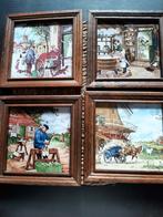 4 Oude Royal Mosa Holland tegels, Ophalen, Minder dan 50 cm, Gebruikt, Schilderij
