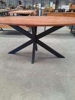 Ovale Acaciahouten Eettafel 180x100cm, Ophalen, 50 tot 100 cm, Zo goed als nieuw, Metaal