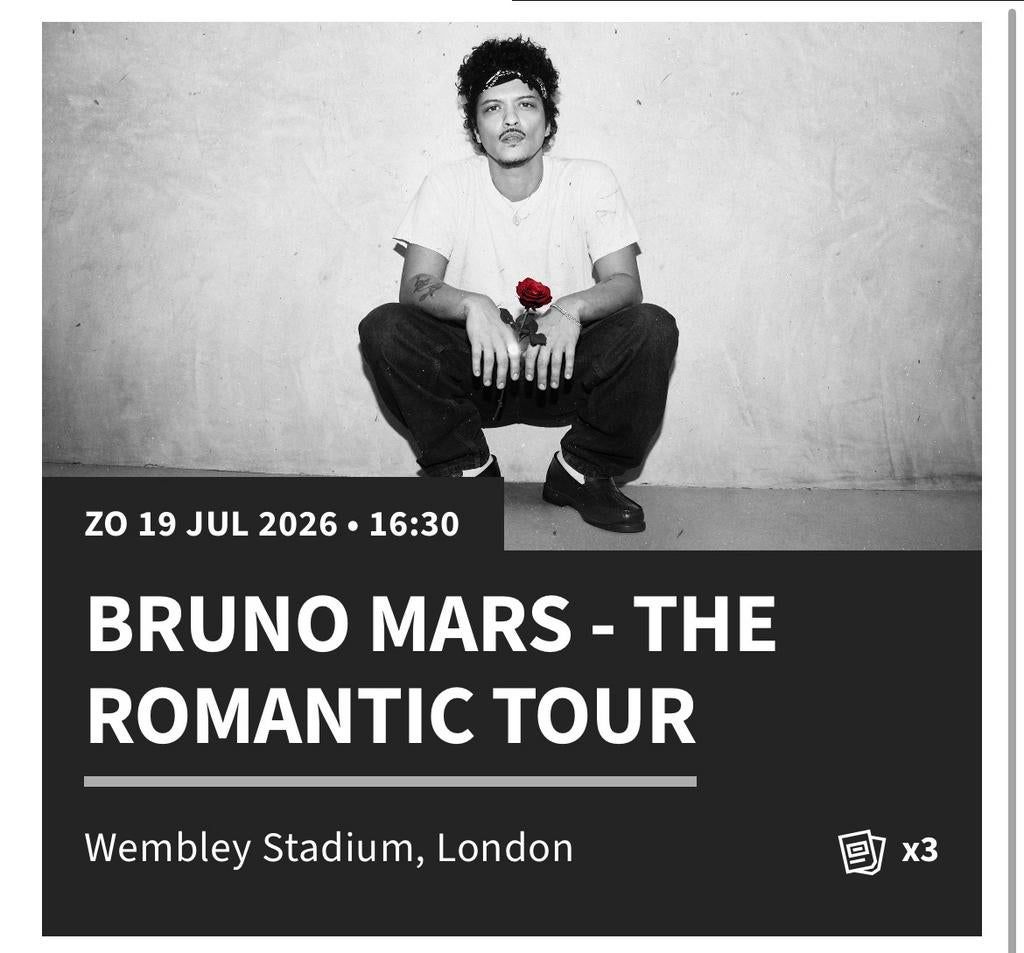 Bruno Mars LONDEN 19-7 1 staanplaats, Tickets en Kaartjes, Eén persoon, Juli